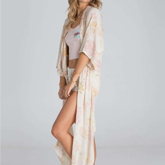 Billabong pink summer kimono  Swim Coverup one size boho style - Picture 4 of 9